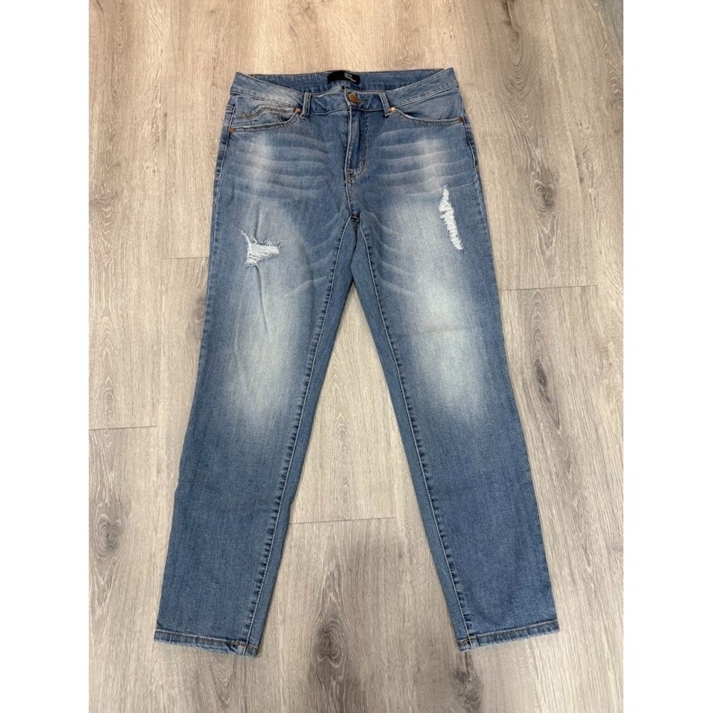 1822 Denim Jeans Womens 12 Distressed Mid Rise Skinny Stretch Light Wash Pants